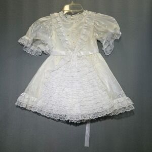 Lydia Girls White Dress with Ruffles for Weddings Size 4